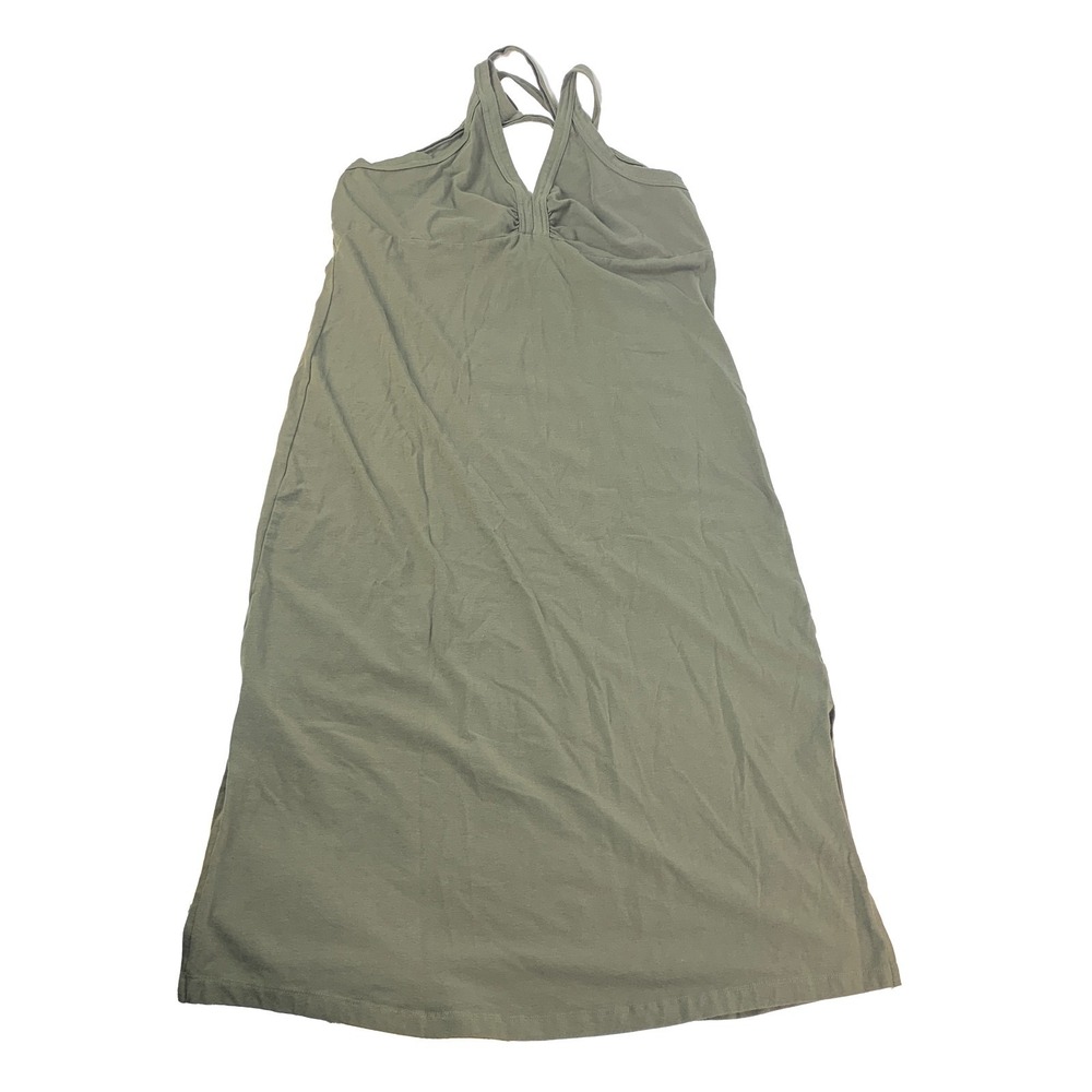 VTG Y2K Contact NY Halter Dress Sz XL Olive Green Midi Baby‎ Doll Empire Waist